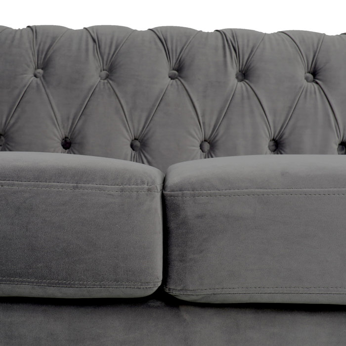 Rosdorf Park Adedapo 83.85'' Velvet Rolled Arm Chesterfield Sofa